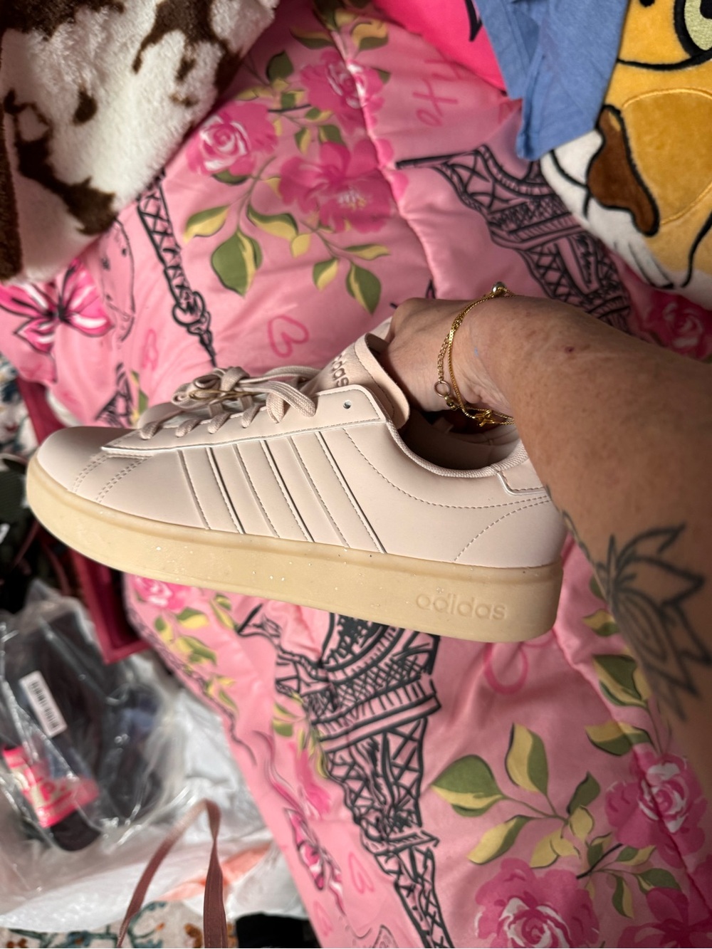 adidas Light Pink Leather Sneaker with Gum Sole